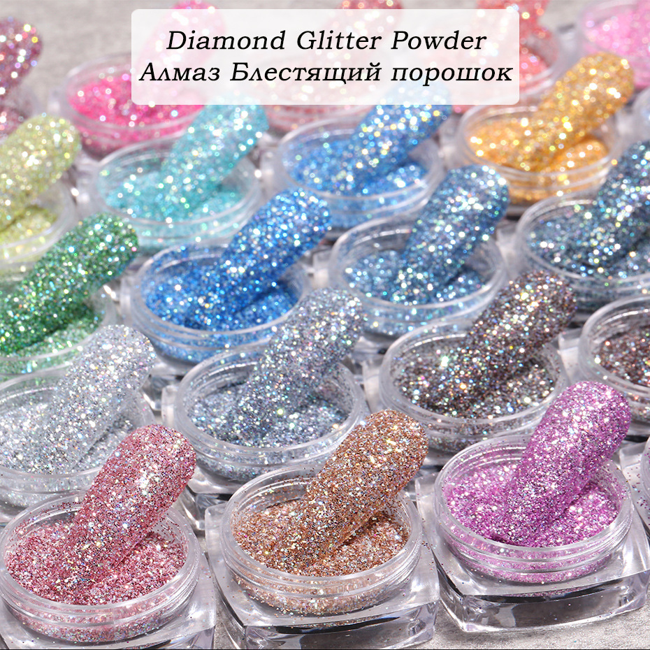 Trending Holographic Super Sparkling Nail Crystal Crushed Diamond Powder